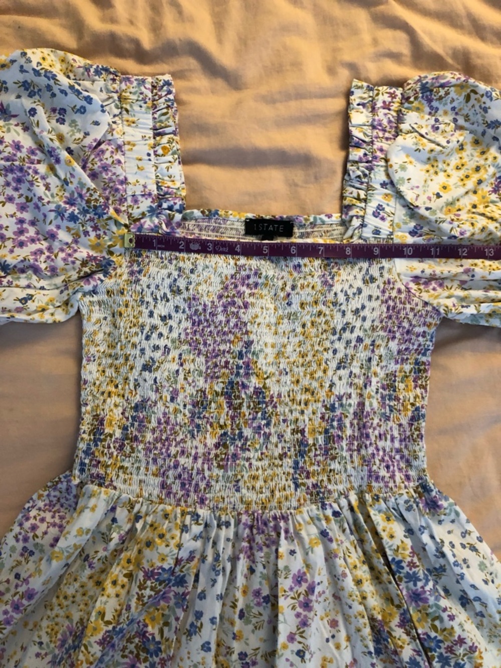 1.STATE Square Neck Puff Sleeve Smocked Dress - Picture 7 of 10